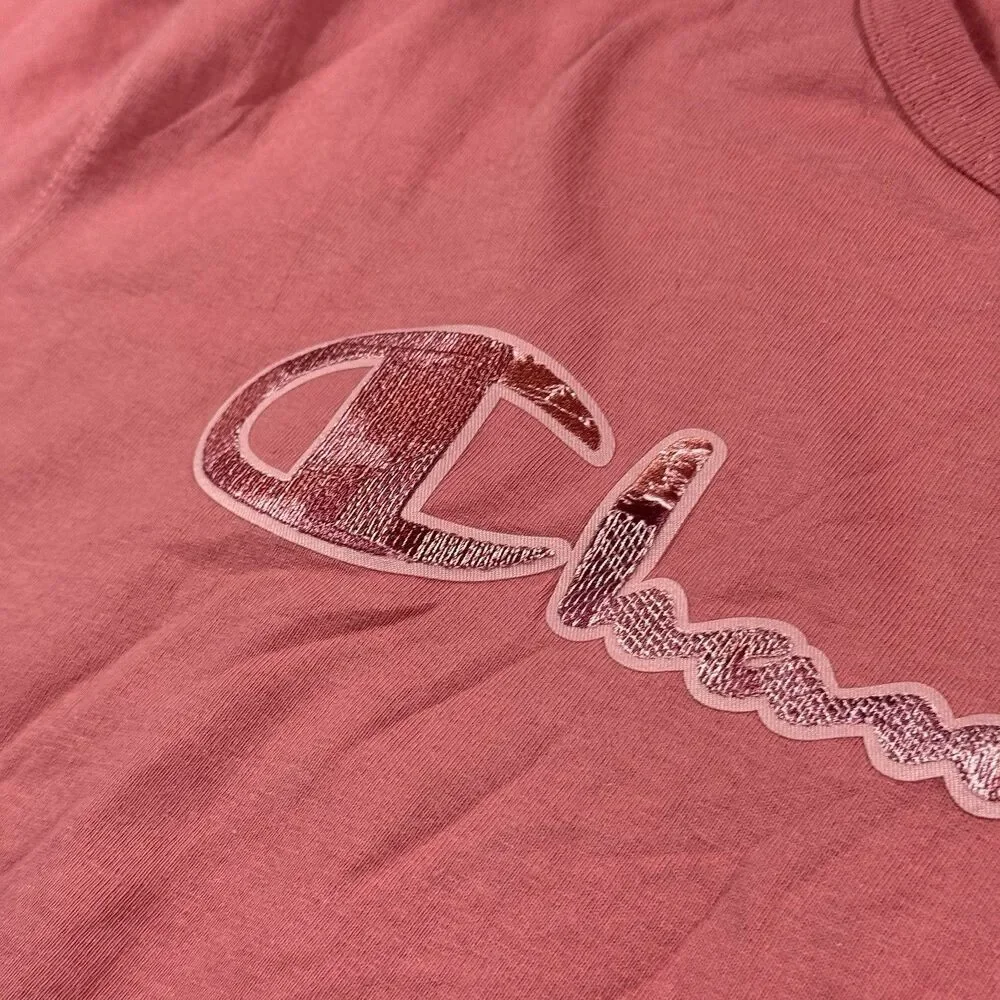 CHAMPION Heritage Textured Script Logo T-Shirt Small Siesta Pink Men’s Size 3XL - Picture 4 of 7